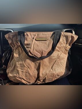 Vintage Juicy Couture Champagne Glitter Freja Tote with Leather Sheep